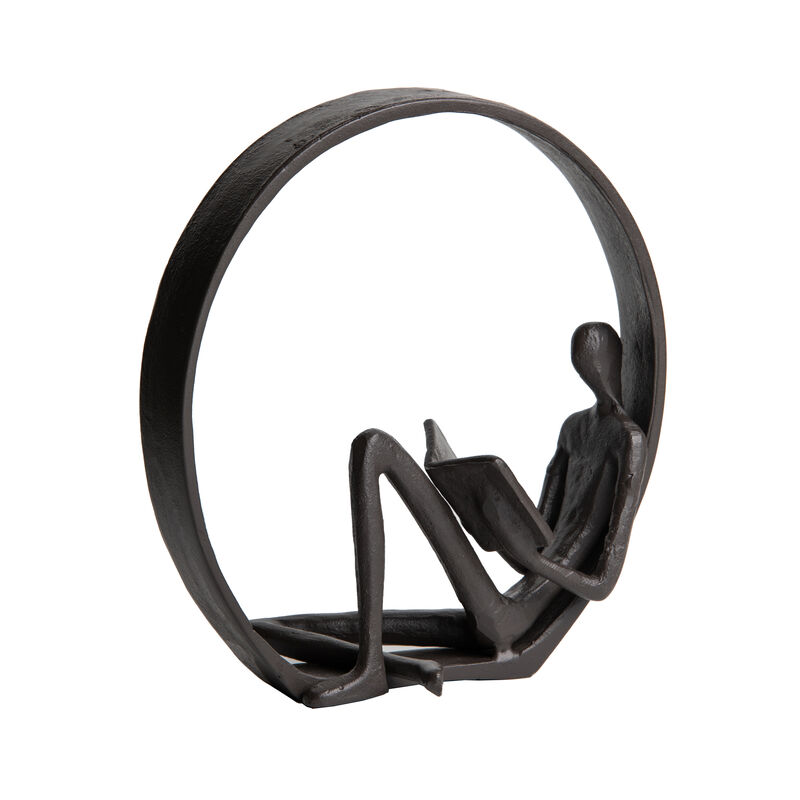 Encircled Reader Iron Sculpture