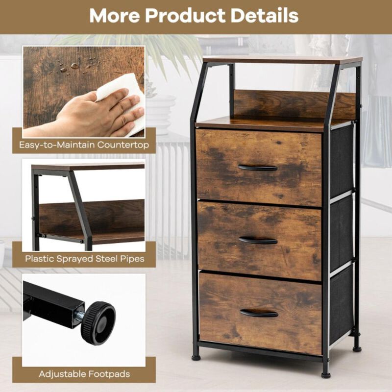 Hivvago Freestanding Cabinet Dresser with Wooden Top Shelves