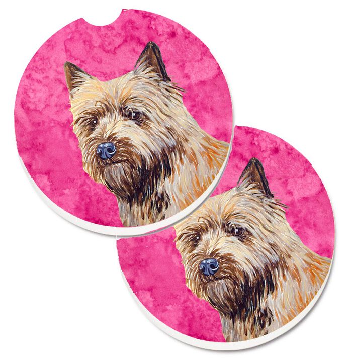 Caroline's Treasures Pink Cairn Terrier Set of 2 Cup Holder Car Coasters LH9365PKCARC, 2.56, Multicolor