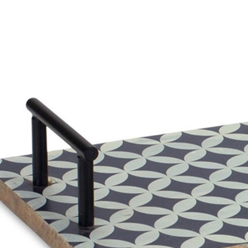 Solid Wood Geometric Tray Set of 2 with Handles – Handmade Serving Trays for Kitchen, Coffee, and Décor