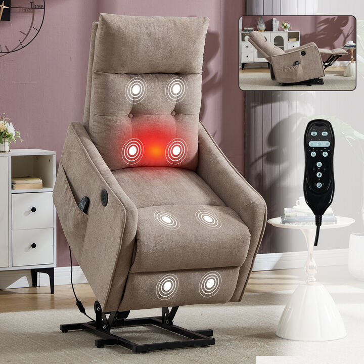 GOODSILO Single Motor Power Lift Recliner Chair with Massage, Heat and USB Charging for Ultimate Comfort and Support