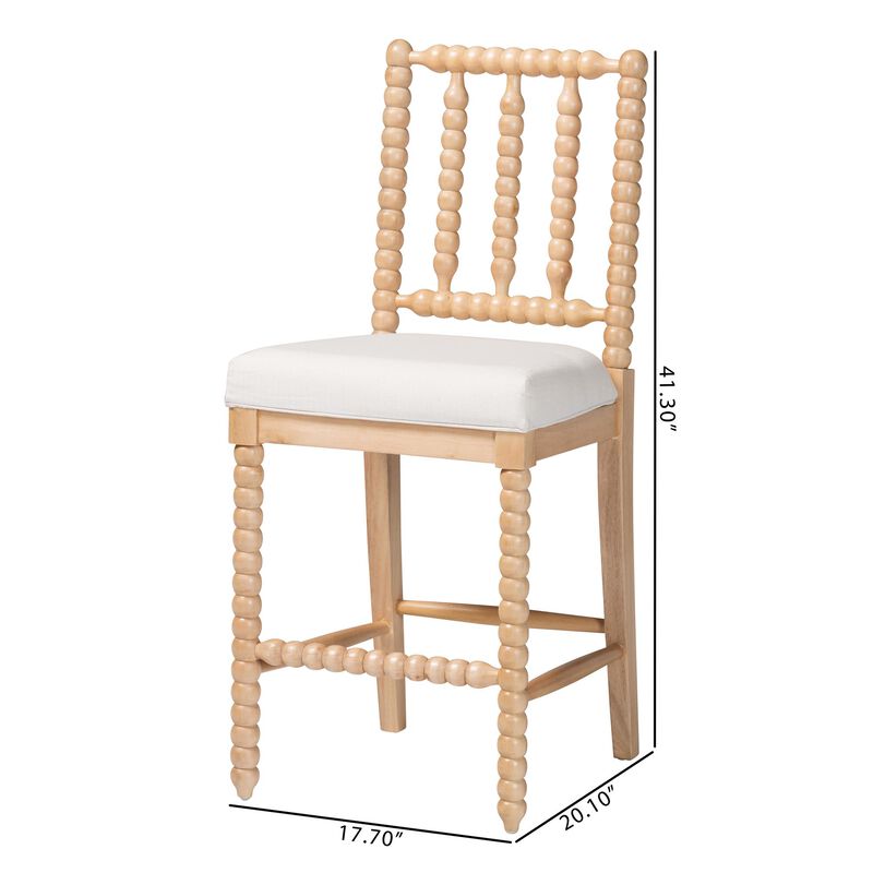 bali & pari Deya Bobbin Counter Stool - Sculptural Wood Kitchen Seating with Upholstered Seat and Spindle Back image number 8