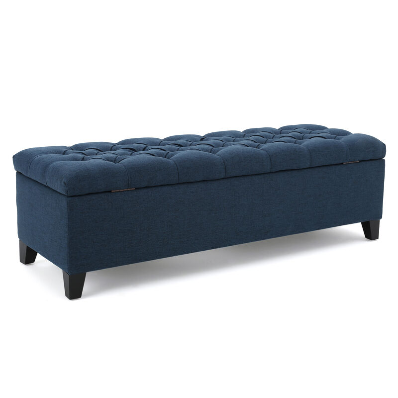 Christopher Knight Home Kartik Contemporary Button Tufted Birch Wood Storage Ottoman image number 4