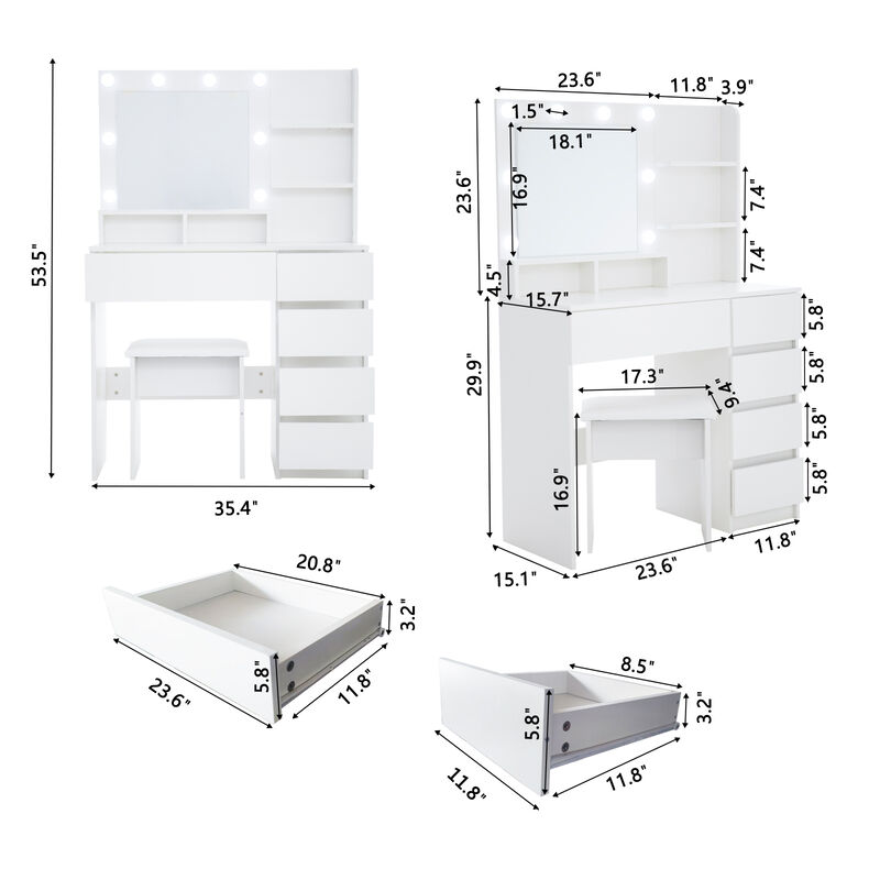 Sutmal Vanity Desk with Mirror & Light image number 2