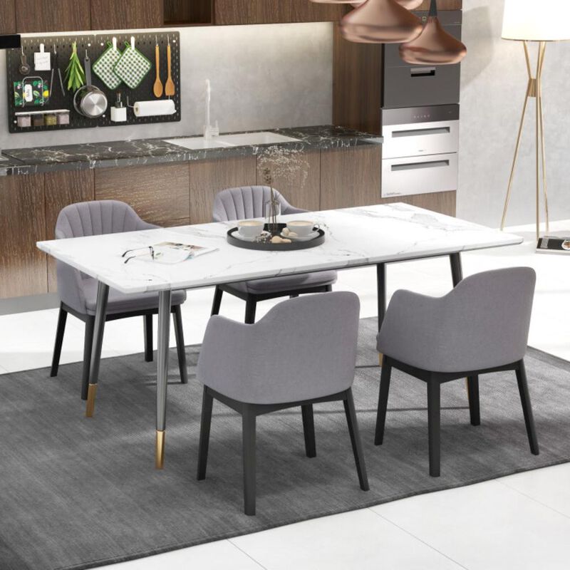 Hivvago Upholstered Velvet Accent Modern Dining Chairs Set of 2 with Curved Backrests