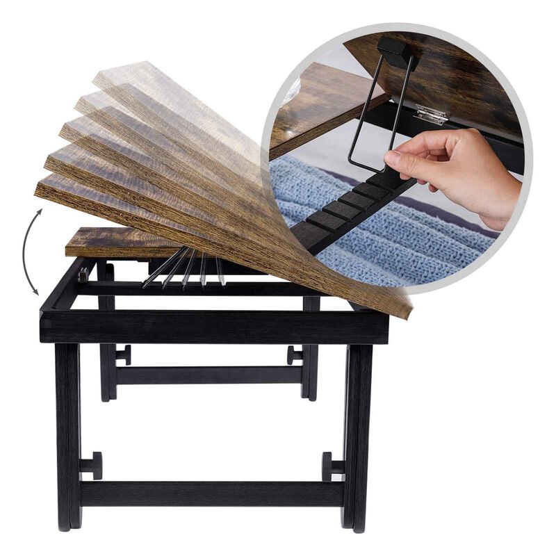 Adjustable Laptop Desk for Bed or Sofa - Tilting Top and Height Adjustable Folding Legs, Fits Up to 15.6-Inch Screens
