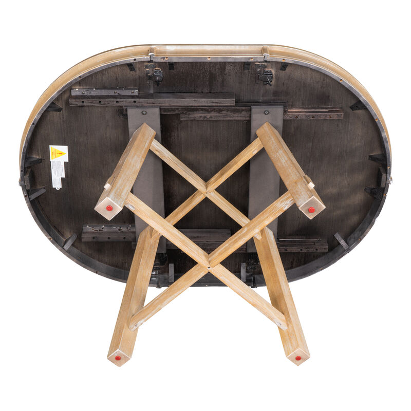 Merax Farmhouse Round Extendable Dining Table