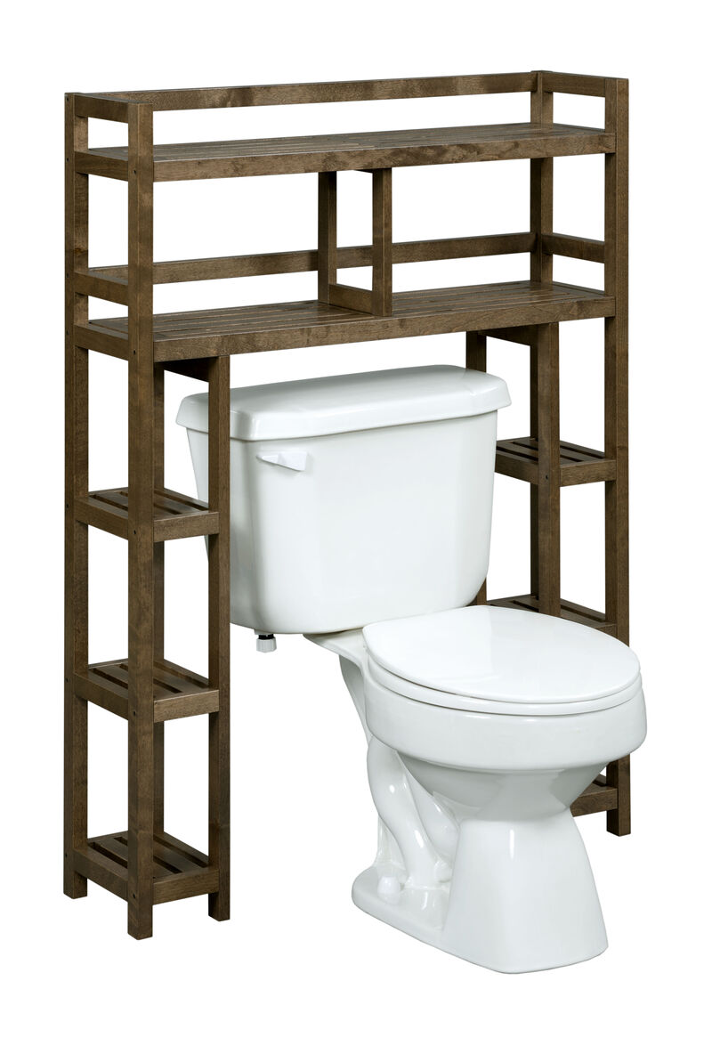 NewRidge Home Solid Wood Dunnsville 2-Tier Space Saver with Side Storage for your Bathroom