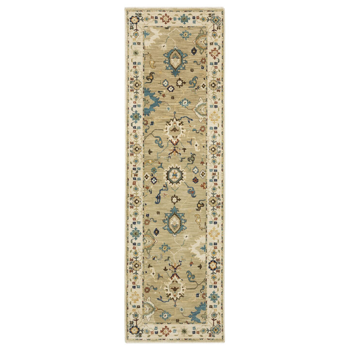 HomeRoots Oriental Area Rug With Fringe
