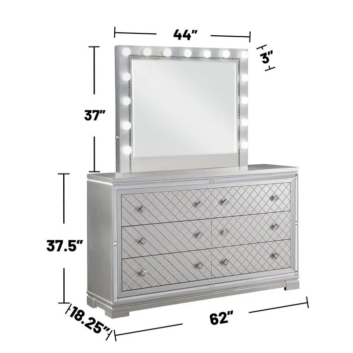 Simple Relax 5 Piece Queen Size Bedroom Set in Silver
