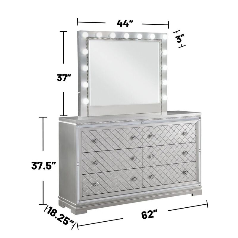 Simple Relax 5 Piece Queen Size Bedroom Set in Silver image number 1