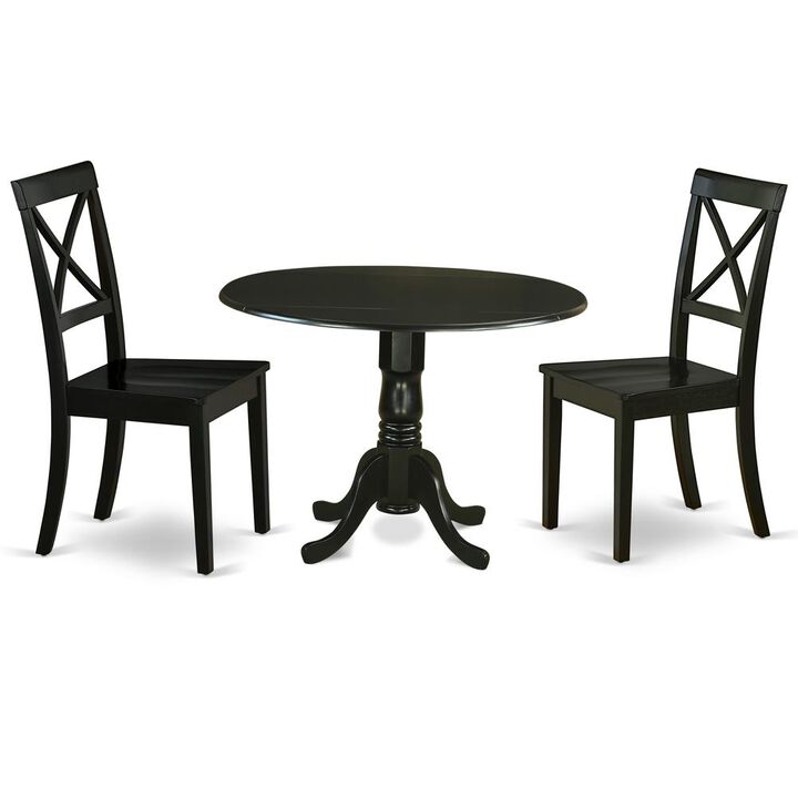 East West Furniture Dining Room Set Black, DLBO3-BLK-W