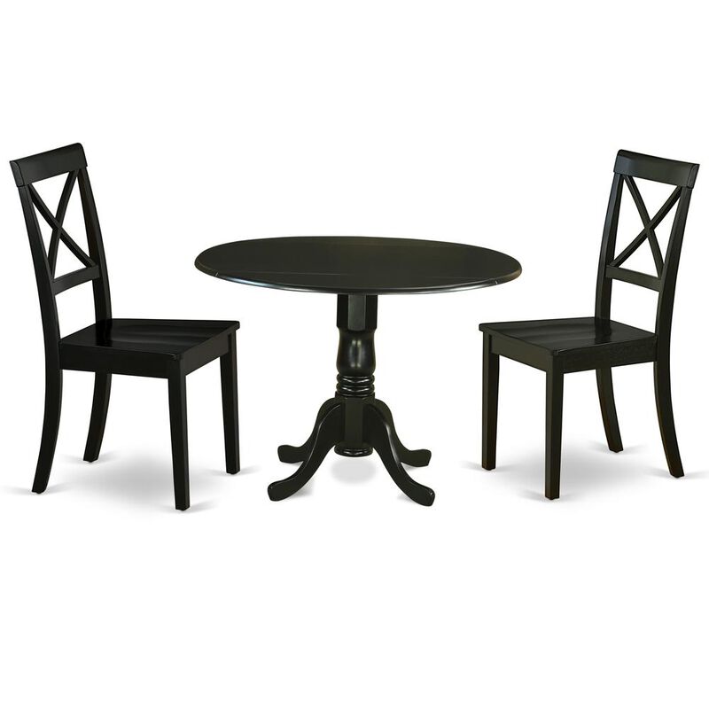 East West Furniture Dining Room Set Black, DLBO3-BLK-W