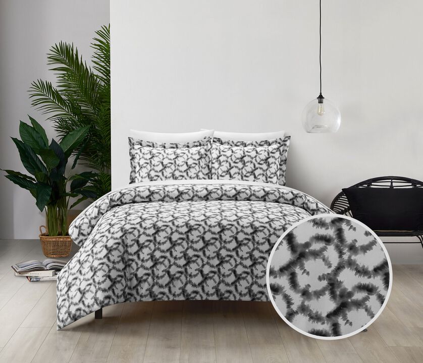 Chic Home Chrisley Duvet Cover Set Contemporary Watercolor Overlapping Rings Pattern Print Design Bedding - Pillow Shams Included - 3 Piece - Queen 90x90", Grey