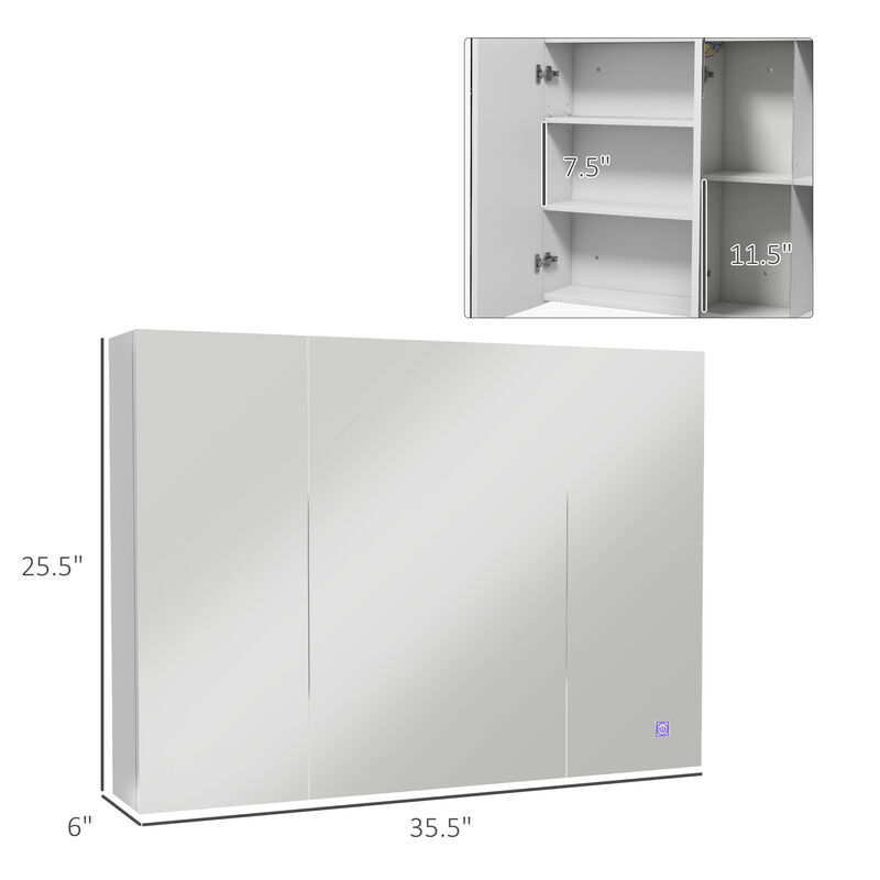 LED Lighted Medicine Cabinet, Bathroom Mirror Cabinet with Adjustable Shelves