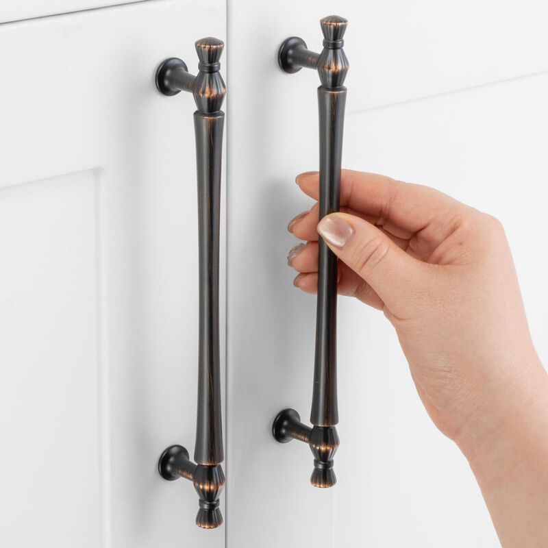 ASKANO Oil Rubbed Bronze Cabinet Pulls, 6-1/4 Inch Hole Centers, French Style Kitchen Cabinet Handles ZP2408 | Pack of 10, Solid