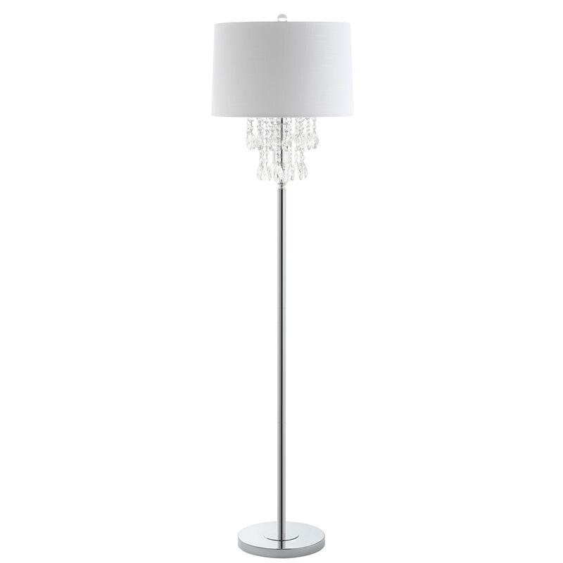 Abigail 61" Crystal / Metal LED Floor Lamp, Clear/Chrome