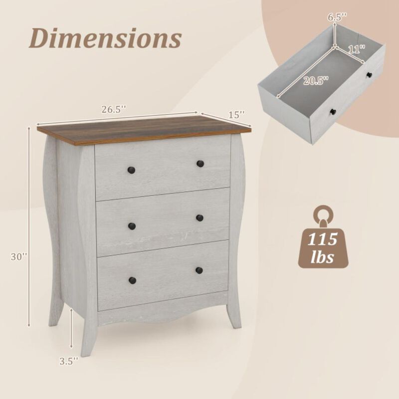 Hivvago Dresser for Bedroom with 3 Folding Fabric Drawers and Anti-tipping Kit