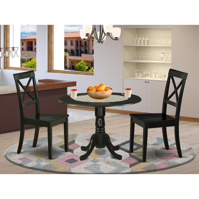 East West Furniture Dining Room Set Black, DLBO3-BLK-W