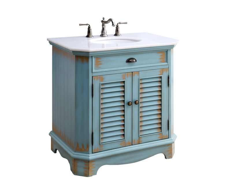 32 Inch Benton Collection Rustic Blue Bathroom Sink Vanity image number 1