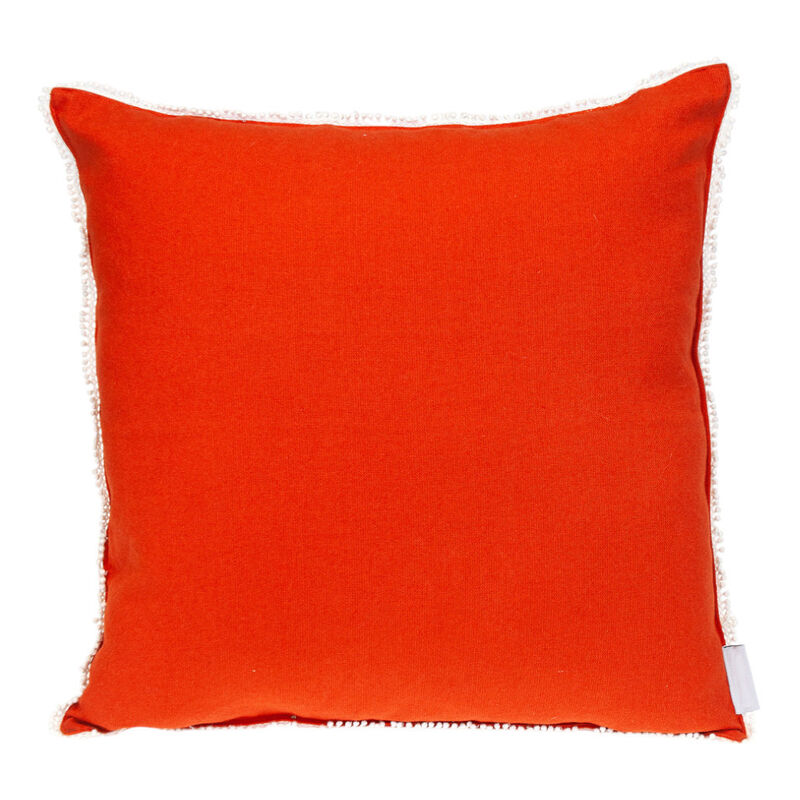 HomeRoots 16" Orange Cotton Throw Pillow With Fringe image number 0