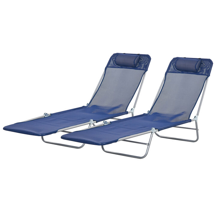 Hivvago 2-Piece Folding Chaise Lounge Chairs with Reclining Back