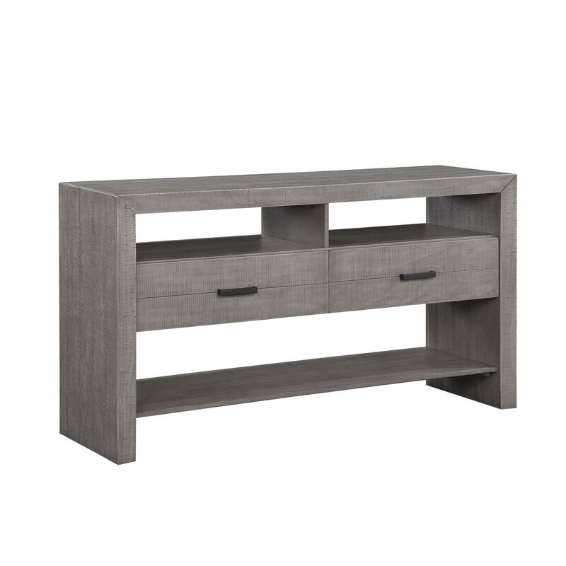 Modern Rustic Design 1pc Server of 2x Drawers 3x Shelves Gray Finish Wooden Dining Room Furniture