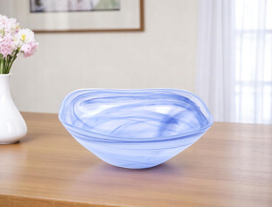 HomeRoots 10" Alabaster Glass Square Salad Bowl