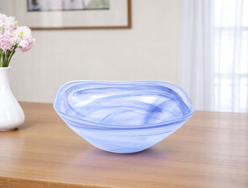 HomeRoots 10" Alabaster Glass Square Salad Bowl image number 1