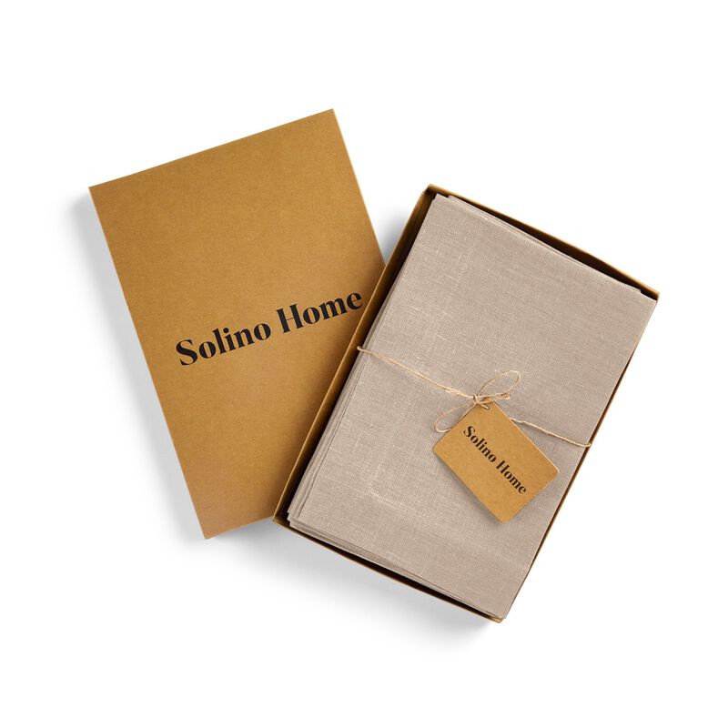 Solino Home Diana 100% Linen Dinner Napkins &ndash; Set of 4, 20 x 20 in, Machine Washable, Holiday and Everyday Dining