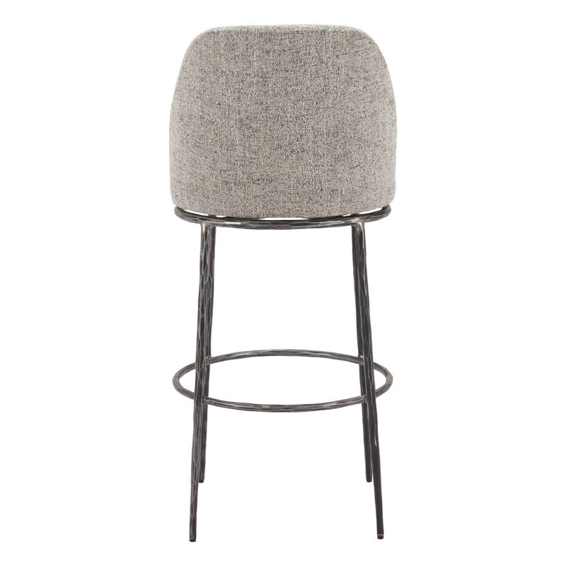 HomeRoots 32" Gray And Black Fabric And Steel Bar Height Swivel Bar Chair
