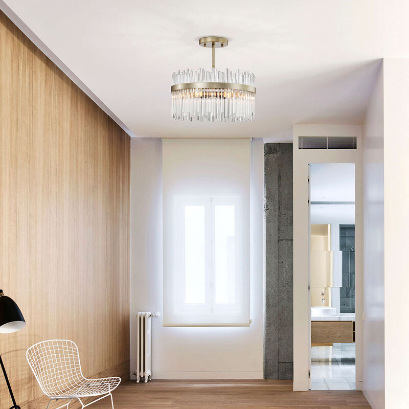 Alda 4-light Brushed Silver-ish Champagne Clear Glass Bars Flush Mount image number 2