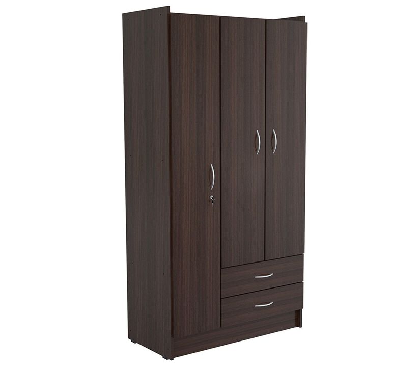 HomeRoots  Three Door Wardrobe & Armoire - Melamine & Engineered wood