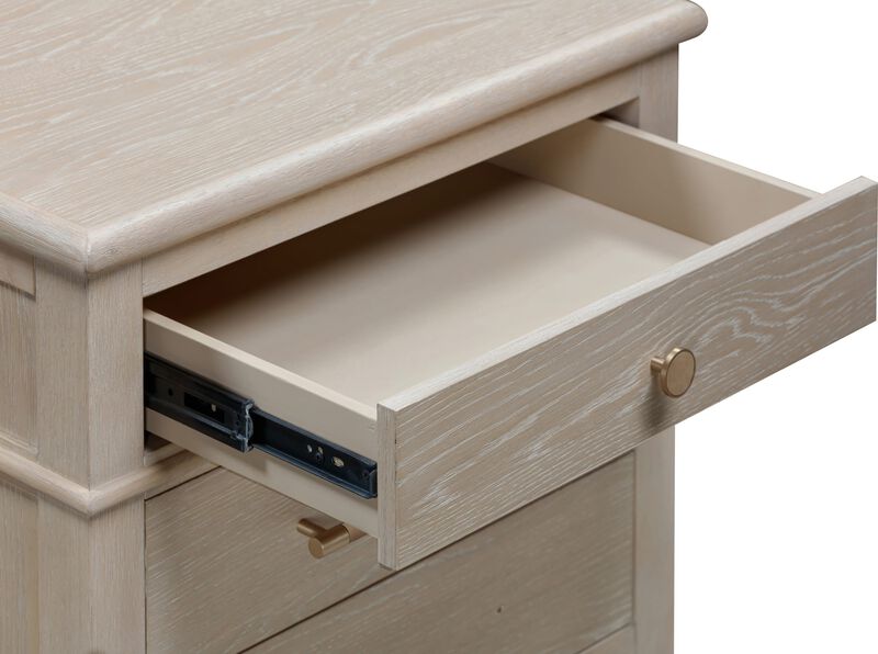 Camden Three Drawer Oak Wood Nightstand in Chai