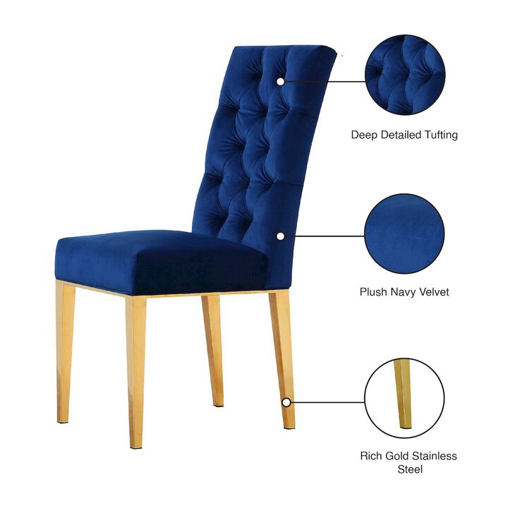 Meridian Furniture Capri Navy Velvet Dining Chair, Set of 2