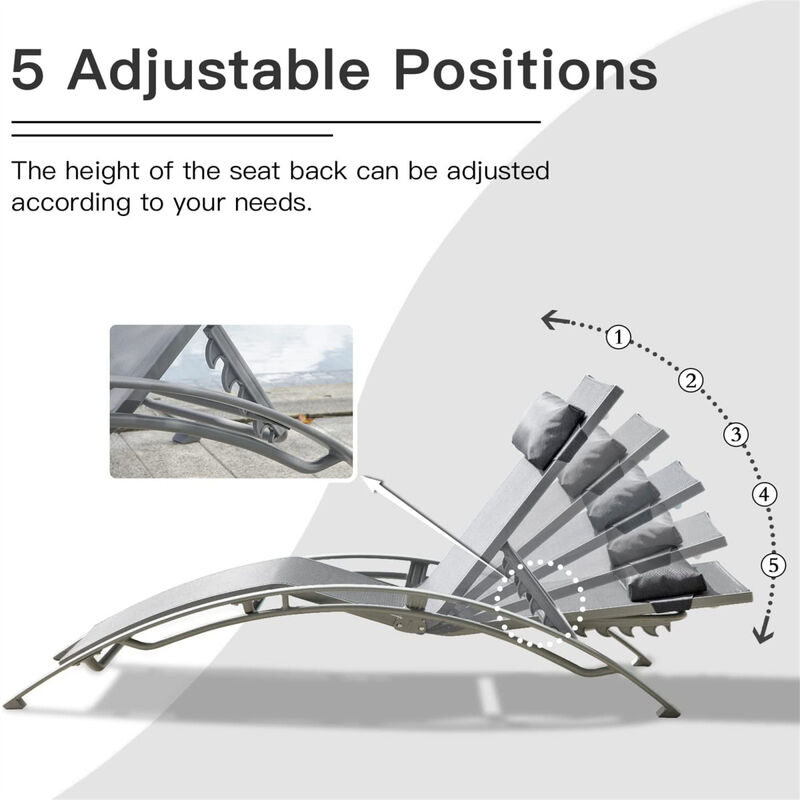 Streamdale 2 Outdoor Chaise Lounge Chairs with Adjustable Backrest