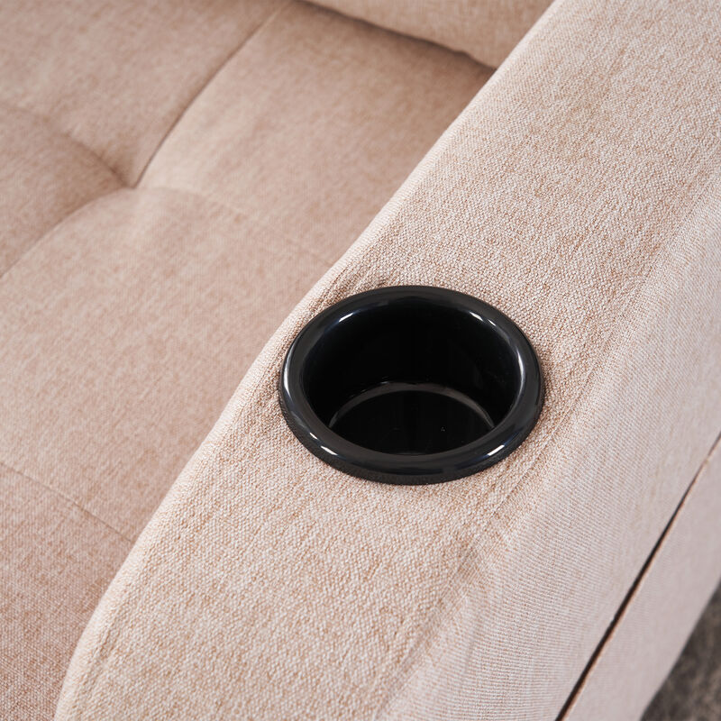 Upholstered Armchair with Storage Ottoman and Cup Holders for Cozy Seating
