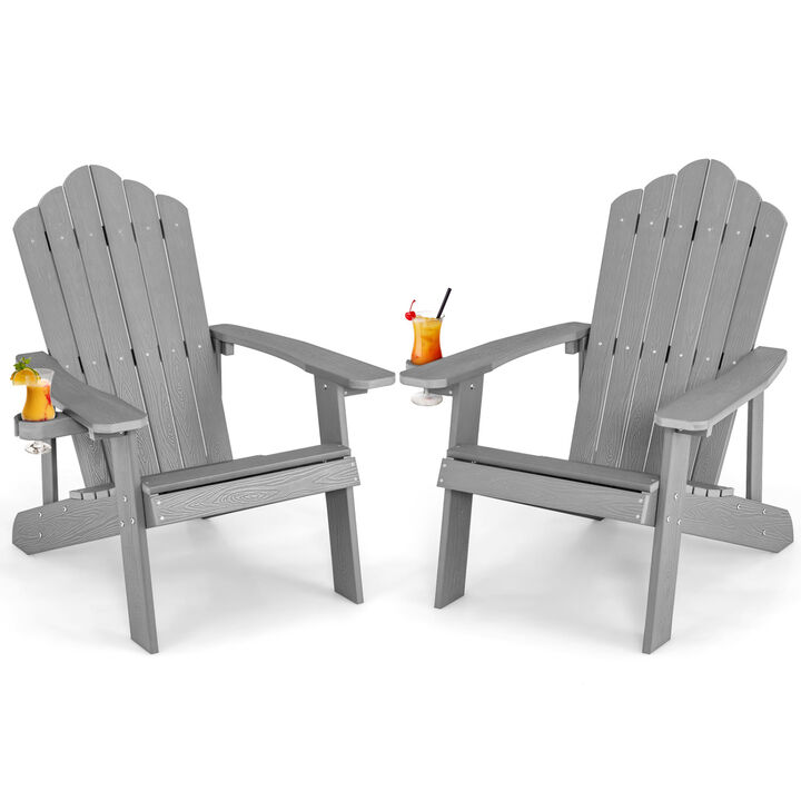 Set of 2 Adirondack Chairs with Ergonomic Design for Outdoor Spaces