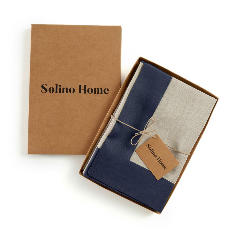 Solino Home Contempo 100% Linen Dinner Napkins &ndash; Set of 4, 20 x 20 in, Machine Washable, Holiday and Everyday Dining