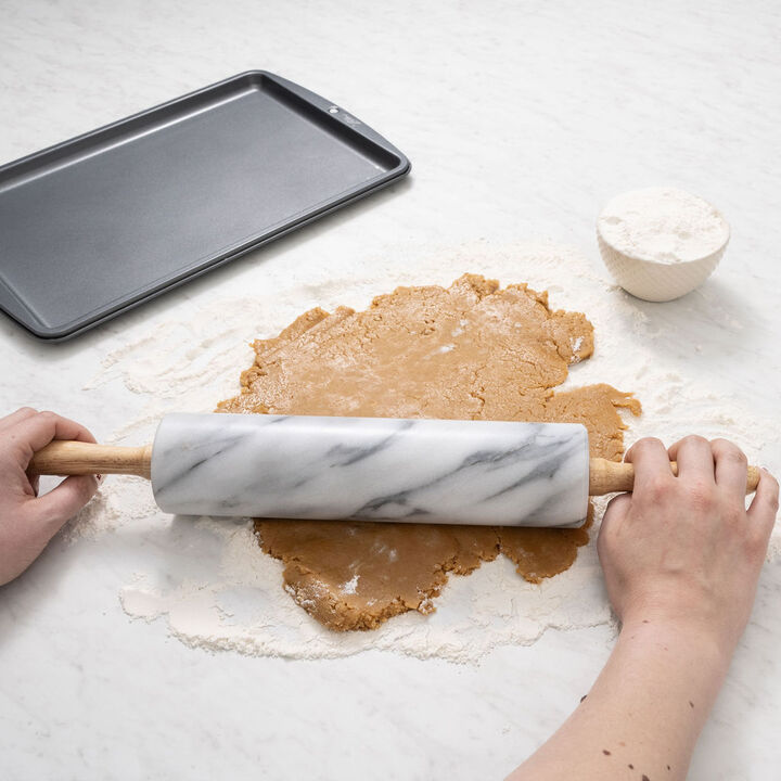 Saboga Home&trade; Marble Rolling Pin with Wooden Handles