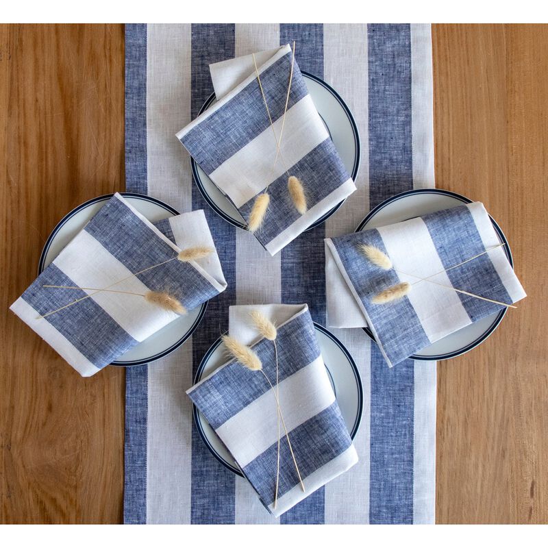 Linen Dinner Napkins - Cabana Stripe image number 3