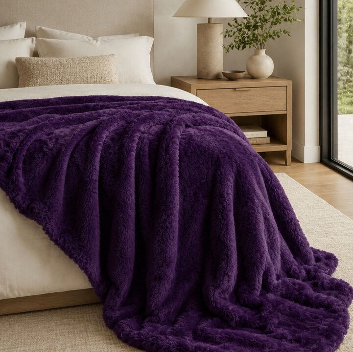 Carmel Large Faux Fur Throw Blanket