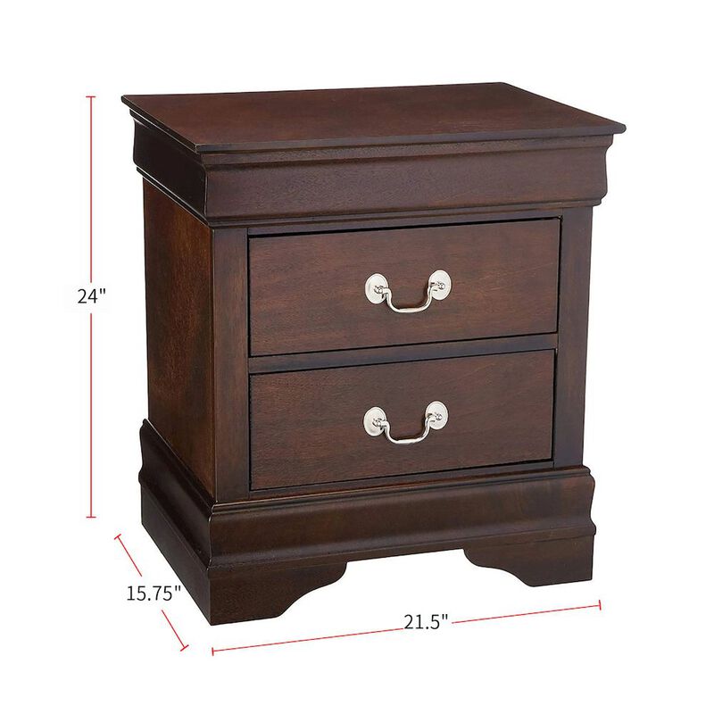 Simple Relax Wood Nightstand with 2 Drawers in Cappuccino image number 3