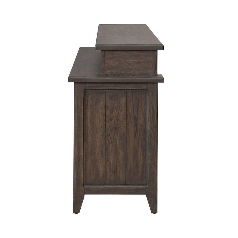 Liberty Furniture Console Bar Table Traditional - AC USB Charging Station - Saddle Brown Oak Wood image number 3