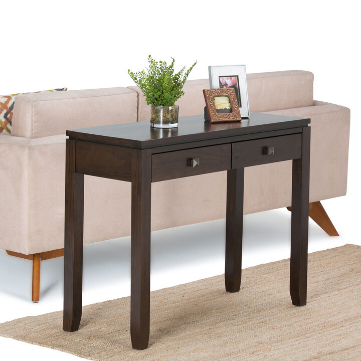 Cosmopolitan SOLID WOOD 38 inch Wide Contemporary Console Sofa Table in Mahogany Brown