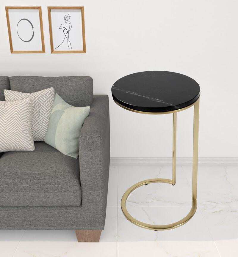 Marble Round End Table, Elegant Side Table for Living Room, Bedroom, or Entryway