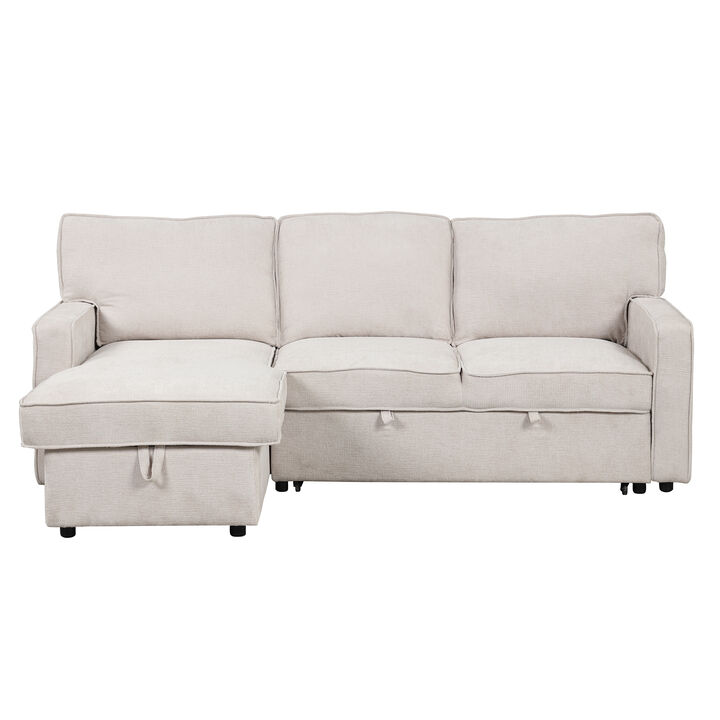 Merax Upholstery Sectional Sleeper Sofa with Storage