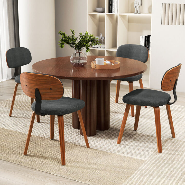 Set of 4 Chenille Upholstered Wooden Dining Chairs for Kitchen and Dining Room