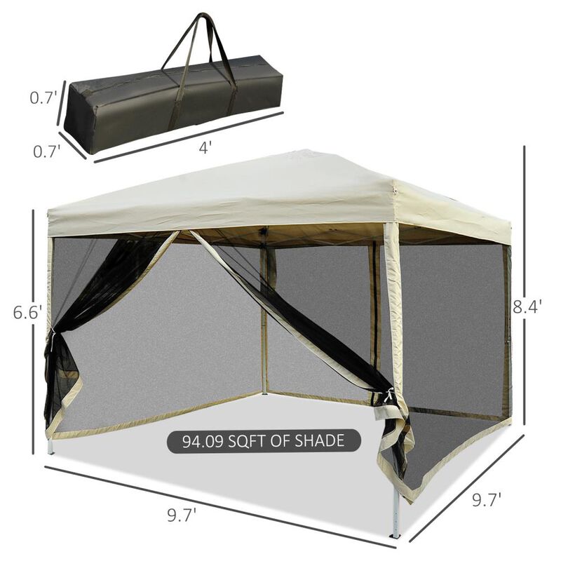 Hivvago 10' x 10' Pop Up Canopy Tent with Netting & Adjustable Height image number 2