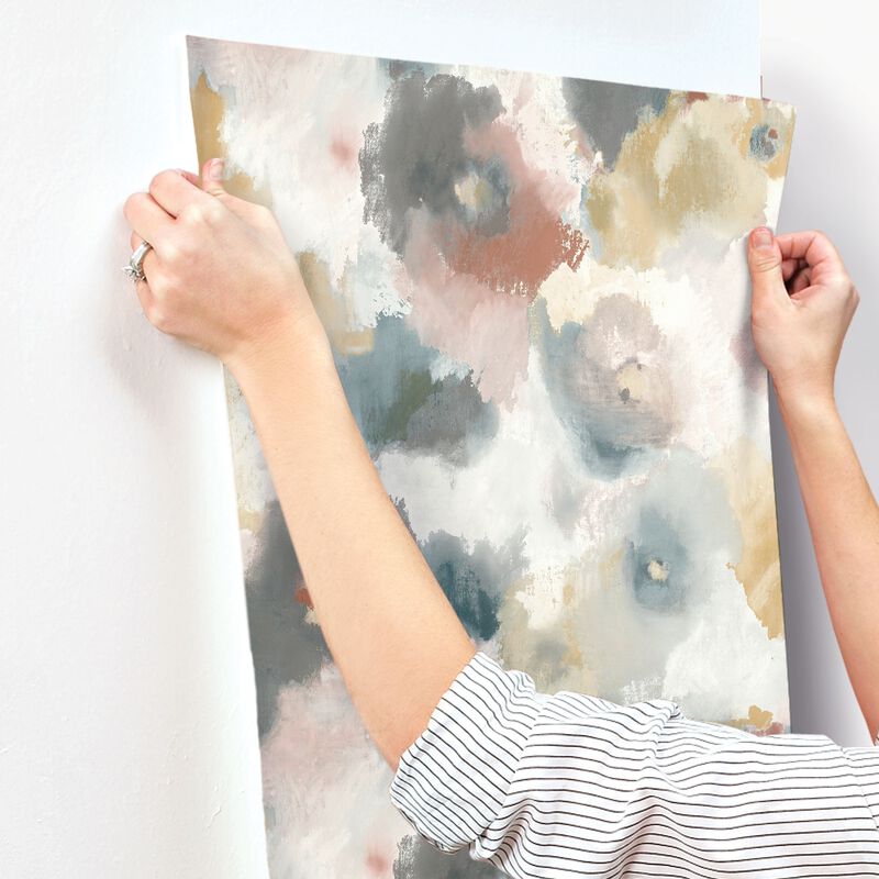 Impressionist Floral Copper & Blue Wallpaper (Double Roll) image number 6